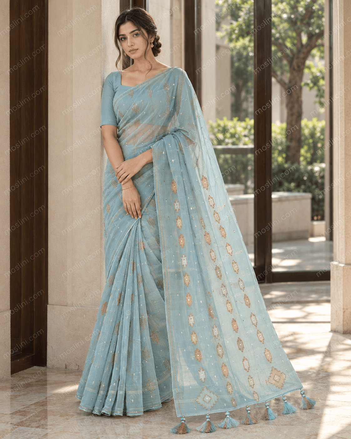 Jamdani – Powder Sky Gilt